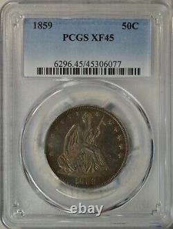 1859 Siège À Moitié Dollar, Pcgs Xf45. Type De Pièce Société