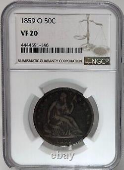 1859-o 50c Liberté Assise Demi-dollar Ngc Vf20