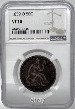 1859-o 50c Liberté Assise Demi-dollar Ngc Vf20