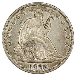 1859-o 50c Pcgs Au50 Liberty Seated Half Dollar
