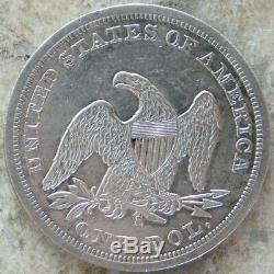 1859-s Seated Liberté Silver Dollar. Au ++