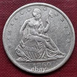 1860 Demi-dollar assis de Liberté 50c Grade supérieur XF AU #62112
