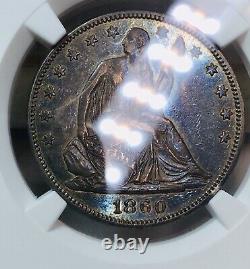 1860 Liberté Assis Demi-50c Ngc Xf-45 Extra Fine Coin Noir Et Blanc