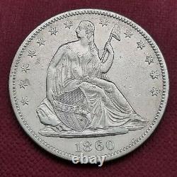 1860 Liberté Assise Demi-dollar 50c Haute Qualité Au #43668