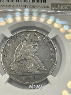1860-O Demi-dollar en argent à l'effigie de la Liberté assise 50c NGC AU-50 Pré-Guerre civile ! Rare