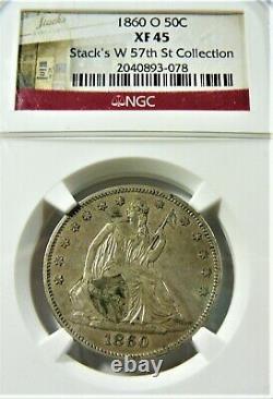 1860 O Seated Liberty Argent Demi-dollar Pcgs Xf45