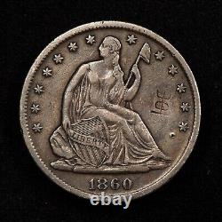 1860-S 50c Demi-dollar en argent à l'effigie de Liberty assise RARE Chopmark XF SKU-H2493