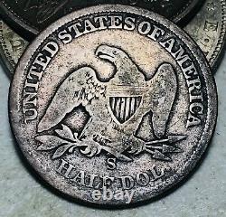 1860 S Seated Liberty Half Dollar 50c Ungraded Choice 90% Argent Us Coin Cc11989