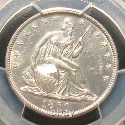 1860-o U. U. Silver Seated Liberty Half Dollar 50c Pcgs Au58 90% Silver Sweet Coin