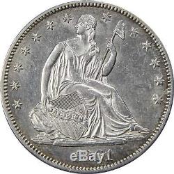 1861 50c Moitié Assis Liberty Silver Dollar Choix Coin A Propos Ongecirculeerd