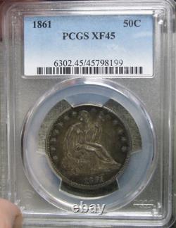1861 Demi-dollar argent assis Liberté - Pièce PCGS XF-45 - #944A