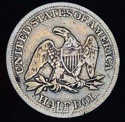 1861 Demi-dollar assis Liberté 50C DATE DE LA GUERRE CIVILE Pièce américaine en argent à 90% CC17535