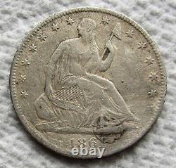 1861-O Demi-dollar assis Liberty Date rare de la guerre civile Détail XF Corrodé