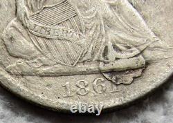 1861-O Demi-dollar assis Liberty Rare Key Civil War Date Détail XF Corrodé