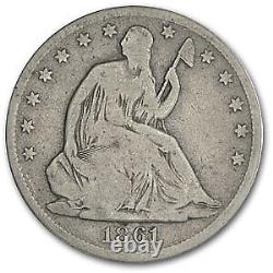 1861-O Demi-dollar assis de la Liberté en bon état