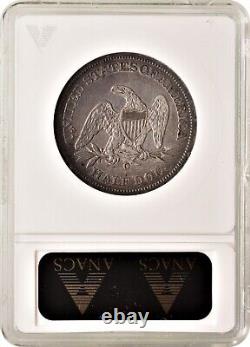 1861-O Demi-dollar d'argent assis 50C Détails AU Extra Fine XF ANACS Net EF45
