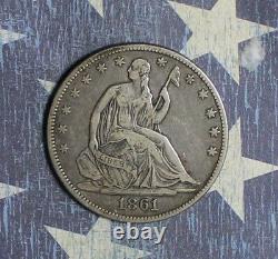 1861 Seated Liberty Argent Demi-dollar Pièce Collector Livraison Gratuite