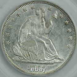 1861 Seated Liberty Demi-dollar Au 58 Pcgs Guerre Civile