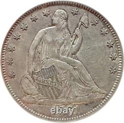 1861 Seated Liberty Demi-dollar Pcgs Xf45 90% Argent