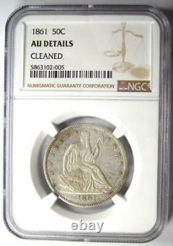 1861 Seated Liberty Half Dollar 50c Coin Ngc Au Details Rare CIVIL War Date
