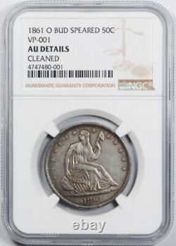 1861-o 50c Speared Olive Seated Liberty Half Dollar Ngc Au Détails Wb 104