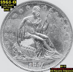 1861-o Demi-dollar en argent assis sur la Liberté Ss Republic (csa W-11) Non circulé