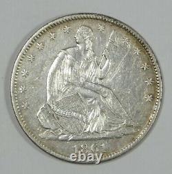 1861-o Liberty Assised Argent Demi-dollar Almost Uncirculated Sea Salvaged