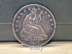 1861-o Seated Liberty Argent Demi-dollar (xf) Early Us Coin Antique