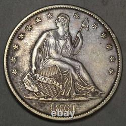 1861-o Seated Liberty Half Dollar, W-14, Speared Olive Bud, Scarce Csa Issue