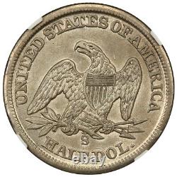1861-s 50c Ngc Au53 Liberté Assise Demi-dollar Dur Guerre Civile Date