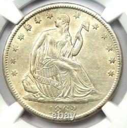 1862-s Assis Liberty Half Dollar 50c Certifié Ngc Au Détails Rare Date