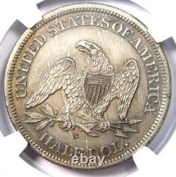 1863-S Demi-dollar à l'effigie de la Liberté assise 50C NGC Détail non circulé (MS UNC) Rare