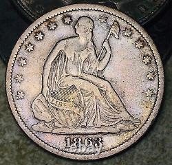 1863 S Demi-dollar assis de la Liberté 50C DATE DE LA GUERRE CIVILE Pièce américaine en argent 90% CC18656