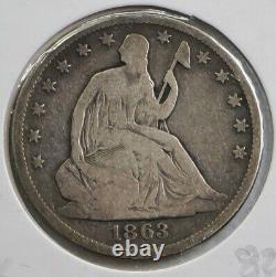 1863 S Seated Liberty Argent Demi-dollar 827b