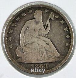 1863 S Seated Liberty Argent Demi-dollar 827b