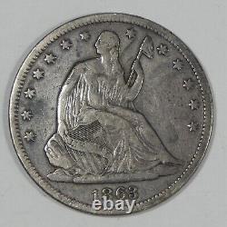 1863-s Liberty Seated Demi-dollar Fine/very Fine Argent 50c