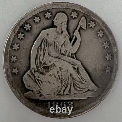 1863-s Seated Liberty Half Dollar Rare Guerre Civile San Francisco Mintage! Scarce