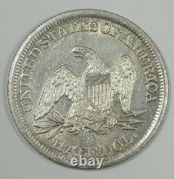 1863-s Small Broken S Liberty Seated Half Dollar Almost Unc Argent 50c Wb-102