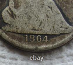 1864-S Demi-dollar à l'effigie de la Liberté assise. Date clé rare de la guerre civile. Bon / VG date complète.