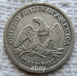 1864-S Demi-dollar assis de la Liberté, une date rare de la guerre civile, avec une liberté complète en état VF
