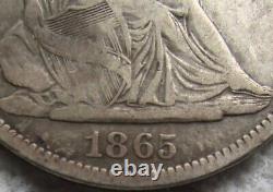 1865-S Demi-dollar à l'effigie de la Liberté assise, date rare et clé de la guerre civile, en meilleure qualité.