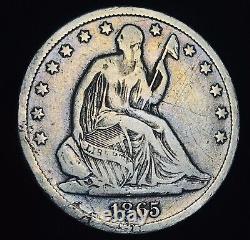 1865 S Demi-dollar assis Liberté 50C REVERSE CUD ERREURS Pièce en argent des États-Unis CC17538