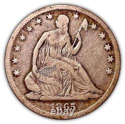 1865-S Demi dollar assis de liberté Très bien VF Pièce n°1002