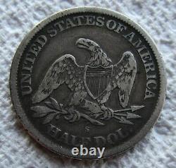1865-S Demi-dollar d'argent à l'effigie de Liberty assise Rare date clé de la guerre civile S Monnaie en bon état +