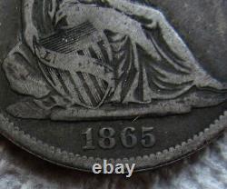 1865-S Demi-dollar d'argent à l'effigie de Liberty assise Rare date clé de la guerre civile S Monnaie en bon état +