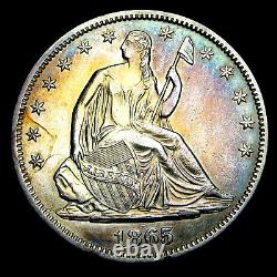1865 Seated Liberty Demi-dollar Argent - Magnifique Détail Rare Coin - #ik070