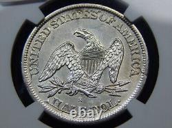 1865-s 50c Seated Liberty Half Dollar Au-58 Ngc, Nice CIVIL War Date