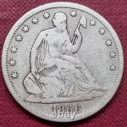 1866 S Demi-dollar de Liberty assis 50c Meilleure qualité VF #62117
