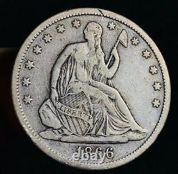 1866 S Seated Liberty Demi-dollar 50c Avec Motto Choice Argent Us Pièce Cc10874