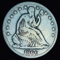 1866 S Seated Liberty Half Dollar 50c Non Classé 90% Argent Us Pièce Cc16520